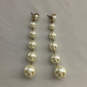Gold and Cream Pearl Dangle Earrings